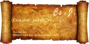 Csajka Jolán névjegykártya
